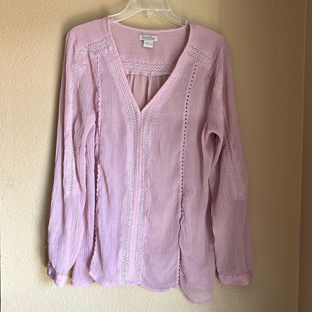 Lucky Brand blouse Size L Sheer pink